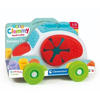 Masinuta cu  8 cuburi moi, Clementoni, Soft Clemmy