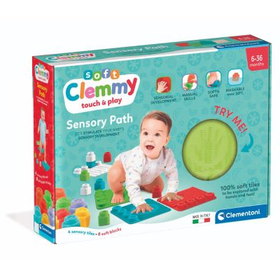 Set 4 covorase senzorial cu 8 cuburi moi, Clementoni, Soft Clemmy