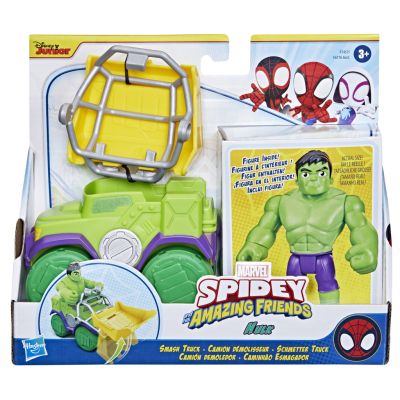 Figurina cu vehicul, Spidey and His Amazing Friends, Hulk, F74575