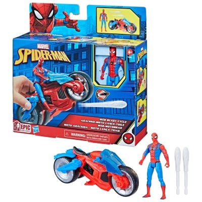 T000F6899_001w 5010994182533 Figurina cu motocicleta, Marvel Spider- Man, Web Blast Cycle, 10 cm