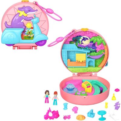 Set de joaca cu 2 papusi si 12 accesorii Polly Pocket, Adventure Moped, HWN98