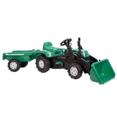 Tractor excavator cu pedale si remorca, Dolu, Ranchero, Verde