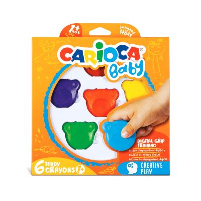 T01042956_001w 8003511429560 Set 6 creioane colorate cerate, Carioca, Baby Teddy