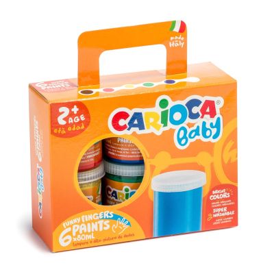 T03000032_001w 8003511000325 Set 6 cutii acuarele, Carioca, Baby Finger Paint, 80 ml