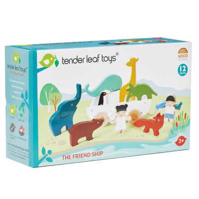 N00008469_001 191856084693 Corabia cu animalute din lemn premium, Tender Leaf Toys, 12 piese