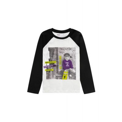 11KRAGLN1 5059030924584 Tricou din bumbac cu maneca lunga si imprimeu, Minoti, Kind of Cool