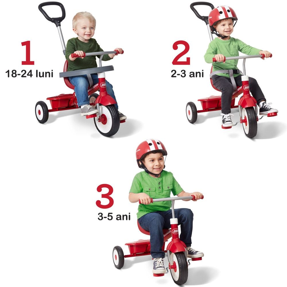 Tricicleta 3 in 1, Radio Flyer, Stroll 'N Trike, Rosu
