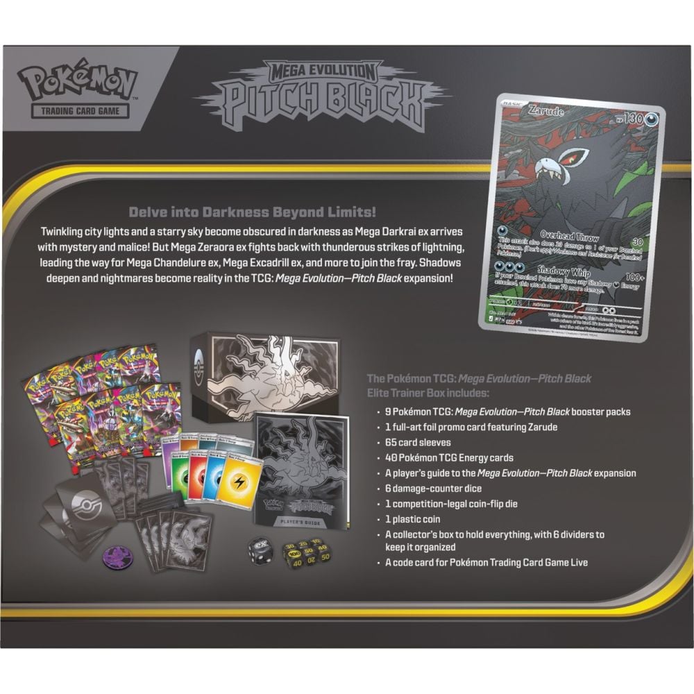 Set carti de joc, Pokemon TCG, Mega Evolution, Pitch Black, Elite Trainer Box