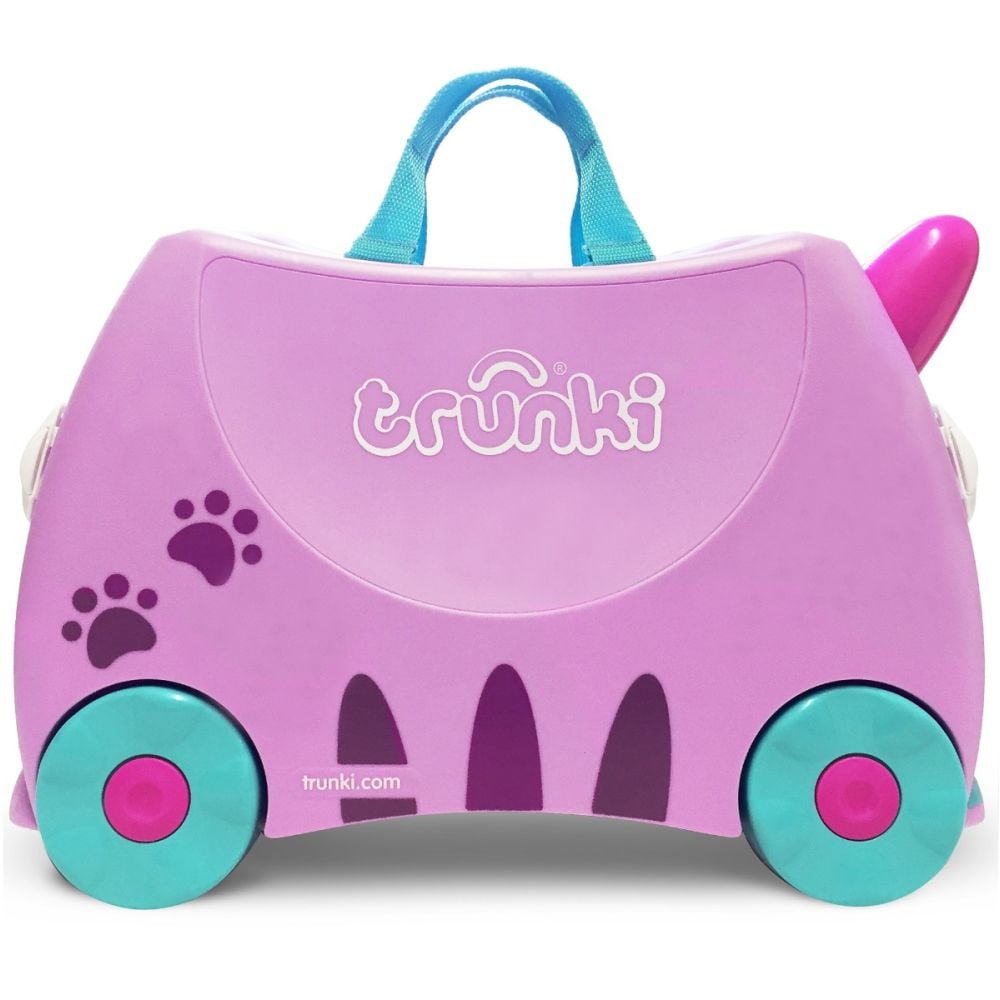 Valiza pentru copii Ride-On Pisicuta Cassie Trunki, Mov, 46 cm