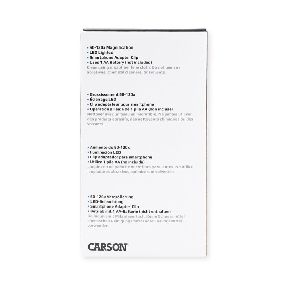 Microscop de buzunar cu LED, Carson, marire 60-120x, cu adaptor pentru smartphone, MicroBrite