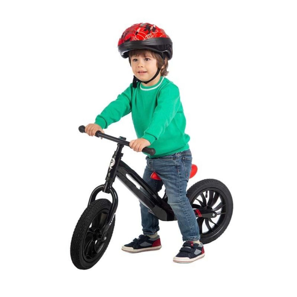 Bicicleta fara pedale, Qplay Racer, Negru-Rosu, 12 inch