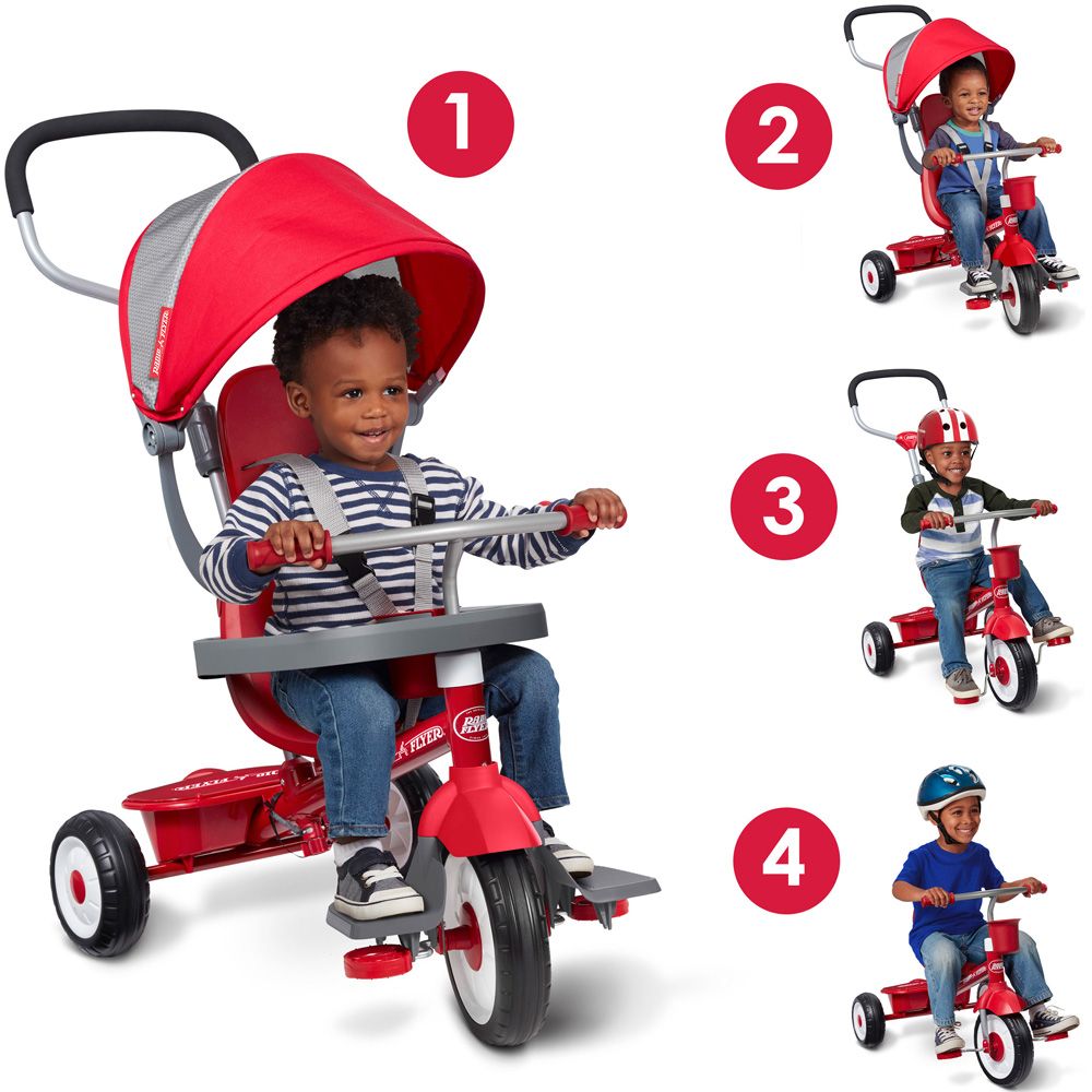 Tricicleta multifunctionala 4 in 1, Radio Flyer, Rosu