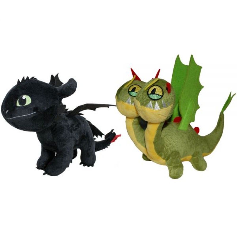 Set 2 jucarii de plus, Play by Play, Toothless 25 cm si Zippleback, Dragons, 20 cm