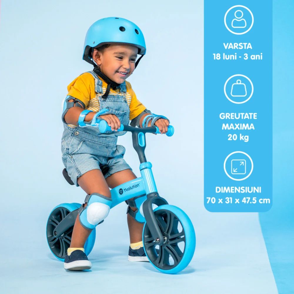 Bicicleta fara pedale Y Velo Junior, Yvolution, Blue