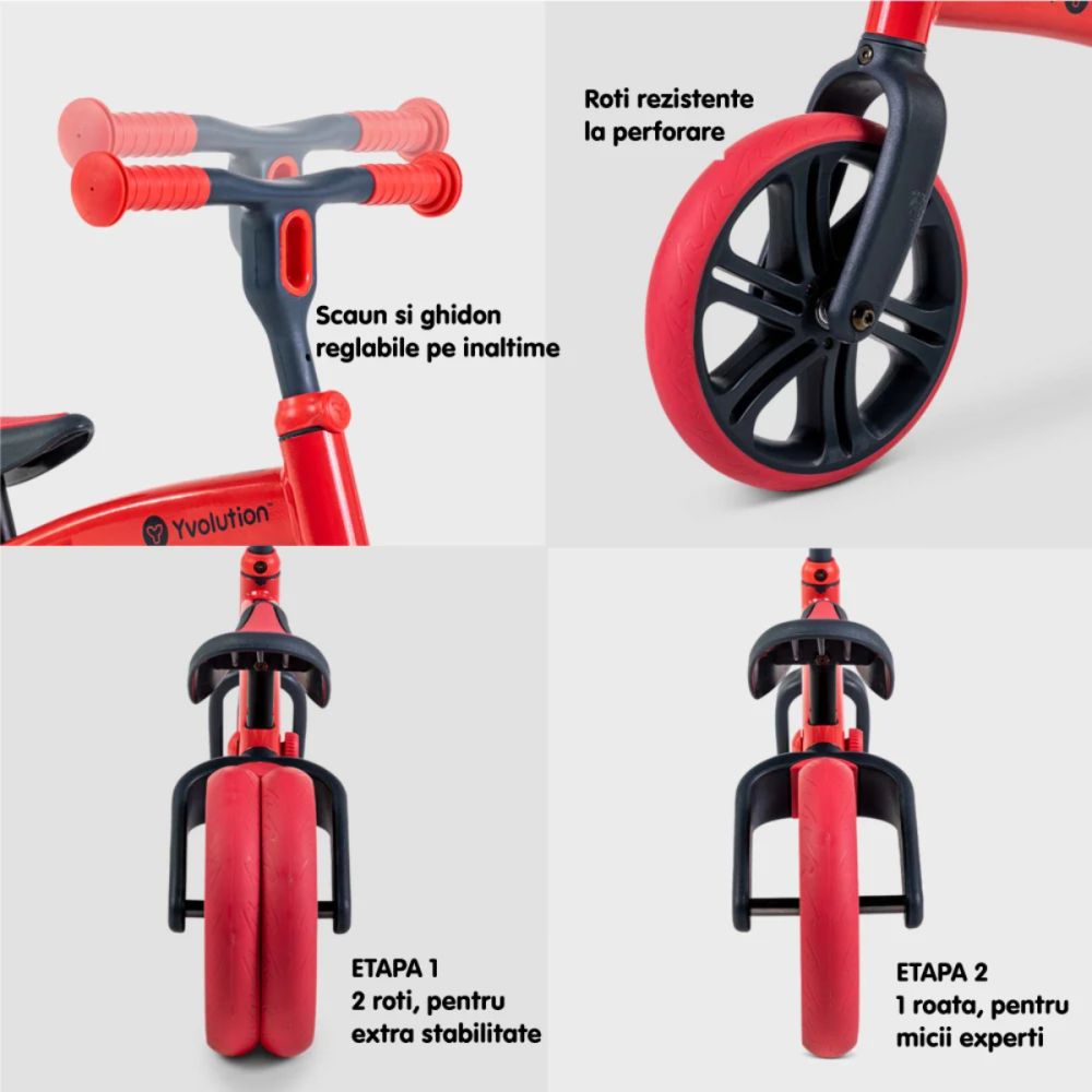 Bicicleta fara pedale Y Velo Junior, Yvolution, Red