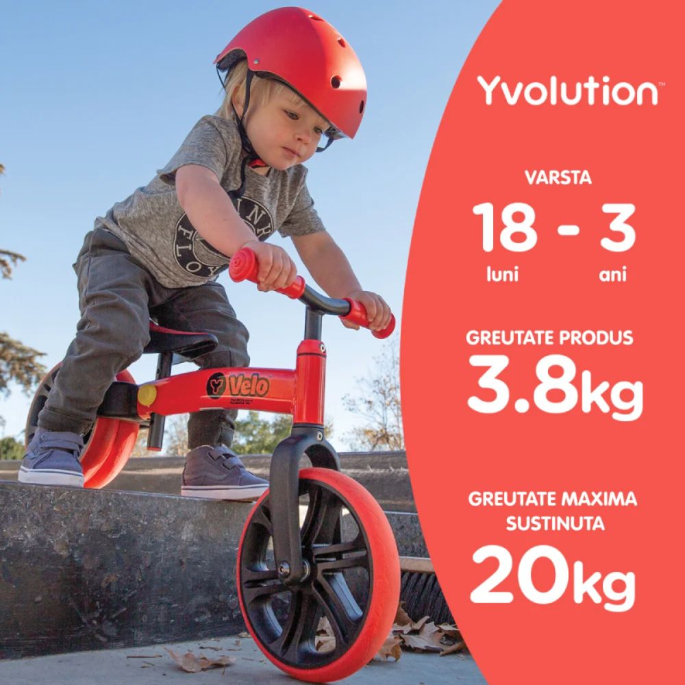 Bicicleta fara pedale Y Velo Junior, Yvolution, Red