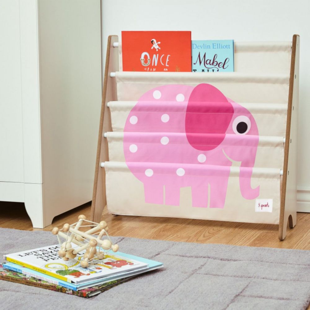 Raft organizator de carti pentru copii, 3 Sprouts, Elefant