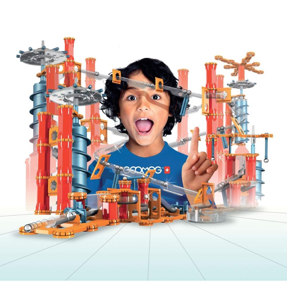 Joc de constructie magnetic Geomag Mechanics Gravity Race Track, 115 piese