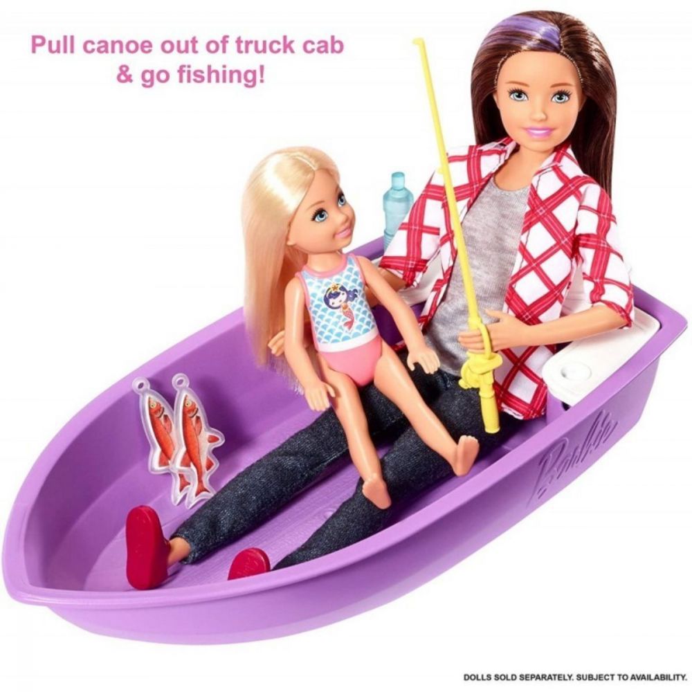 Masinuta Barbie, Rulota de vis 3 in 1, cu 60 accesorii