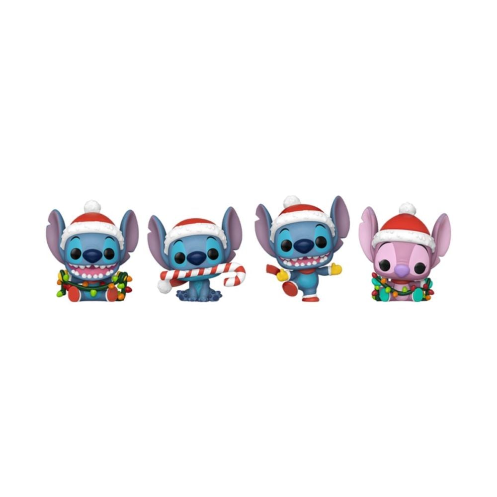 Set 4 figurine, Funko, Pocket Pop, Disney Lilo&Stitch Happy Holiday