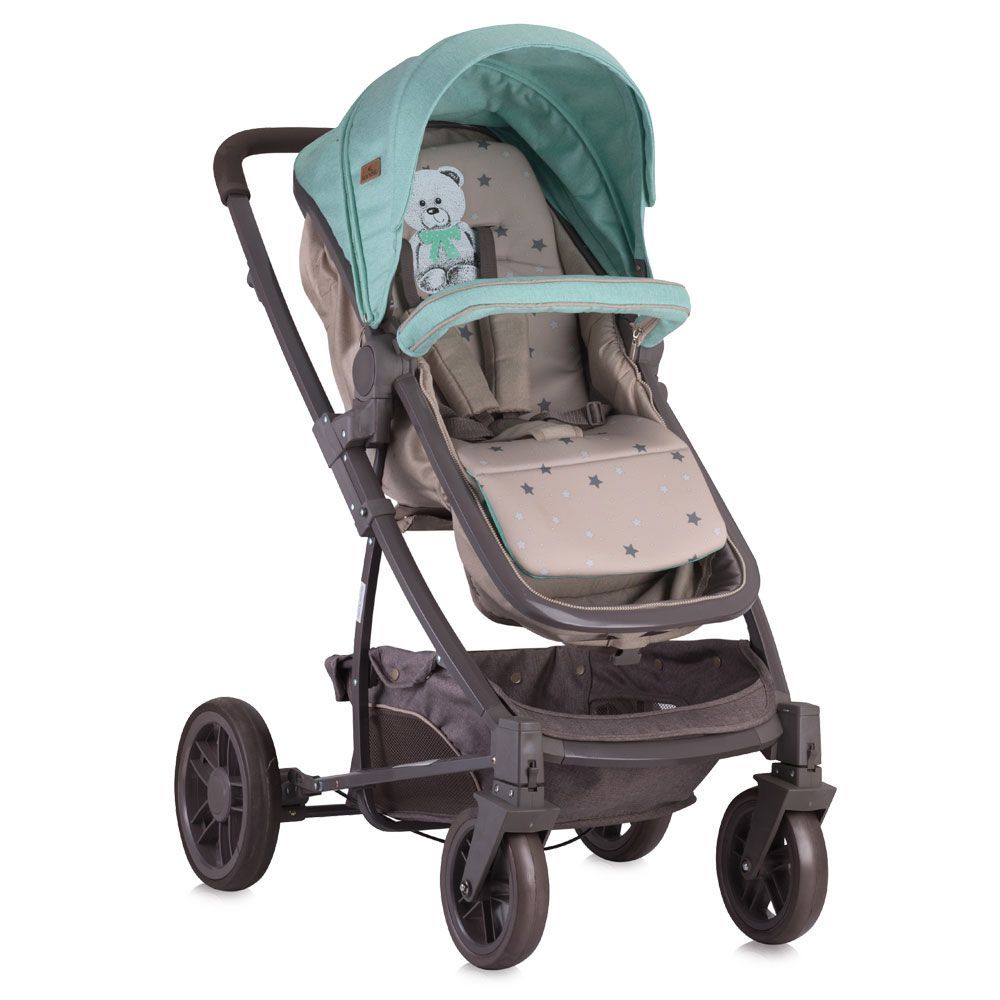 Set carucior Lorelli S-500 2 in 1 Green Beige Teddy Bear