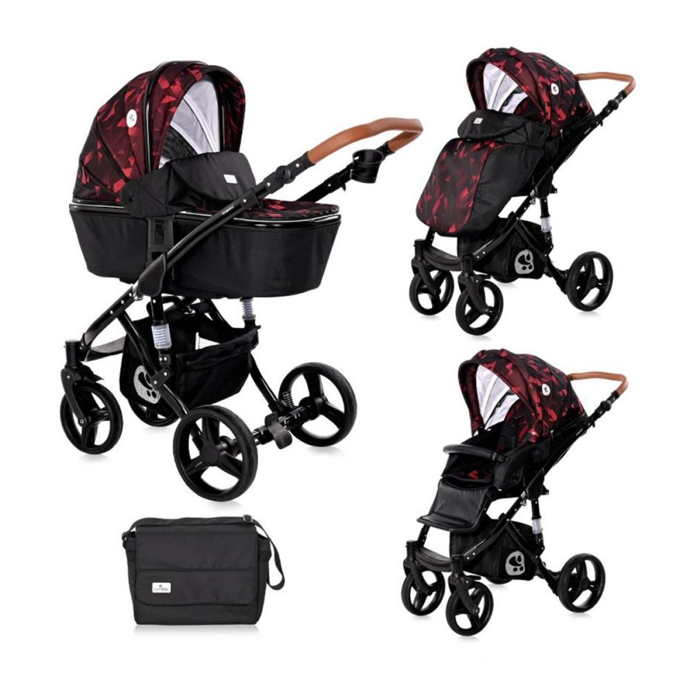 Set Carucior Lorelli Rimini, cos landou separat  inclus, Ruby Red Black