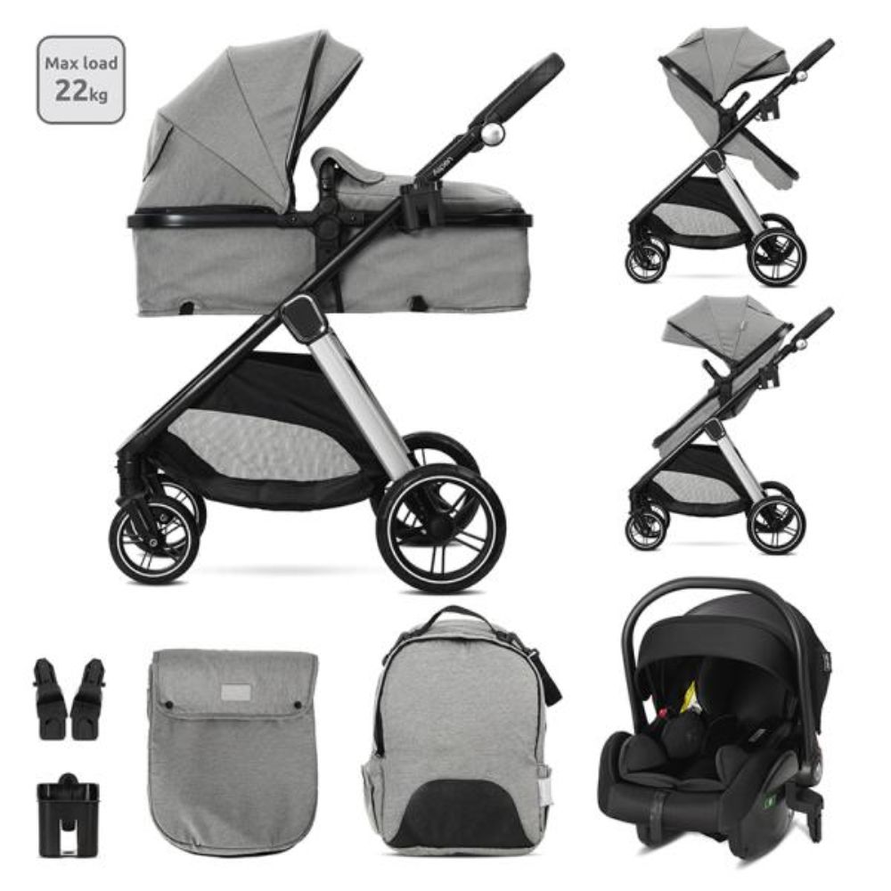 Carucior set 3 in 1, Lorelli Aspen, pana la 22 kg, Grey