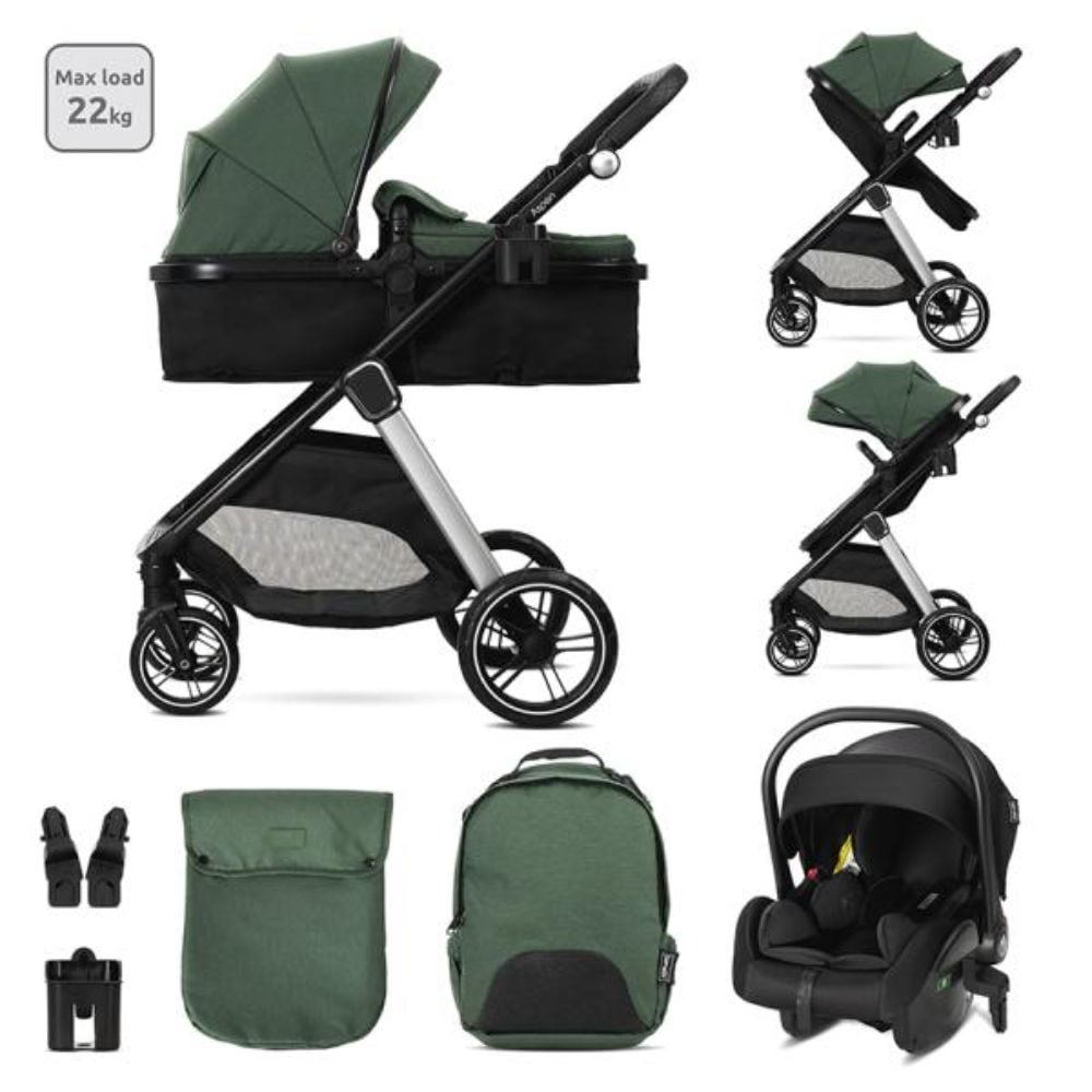 Carucior set 3 in 1, Lorelli Aspen, pana la 22 kg, Green