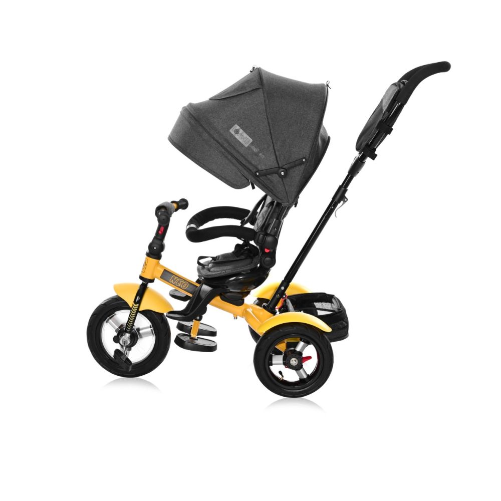 Tricicleta multifunctionala, cu roti gonflabile, 4 in 1, Lorelli Neo Air, Yellow Black