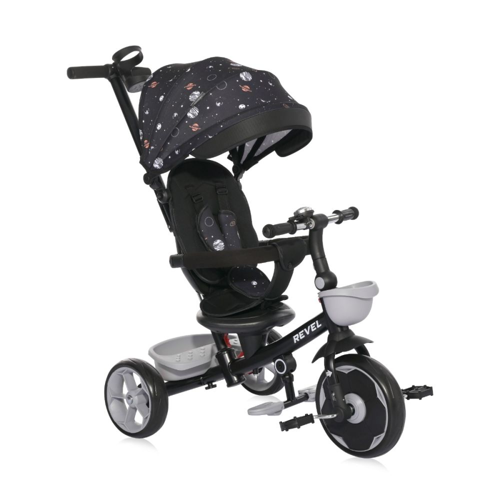 Tricicleta pentru copii cu sezut rotativ la 360 grade, Lorelli Revel, 1-5 ani, Black Cosmos