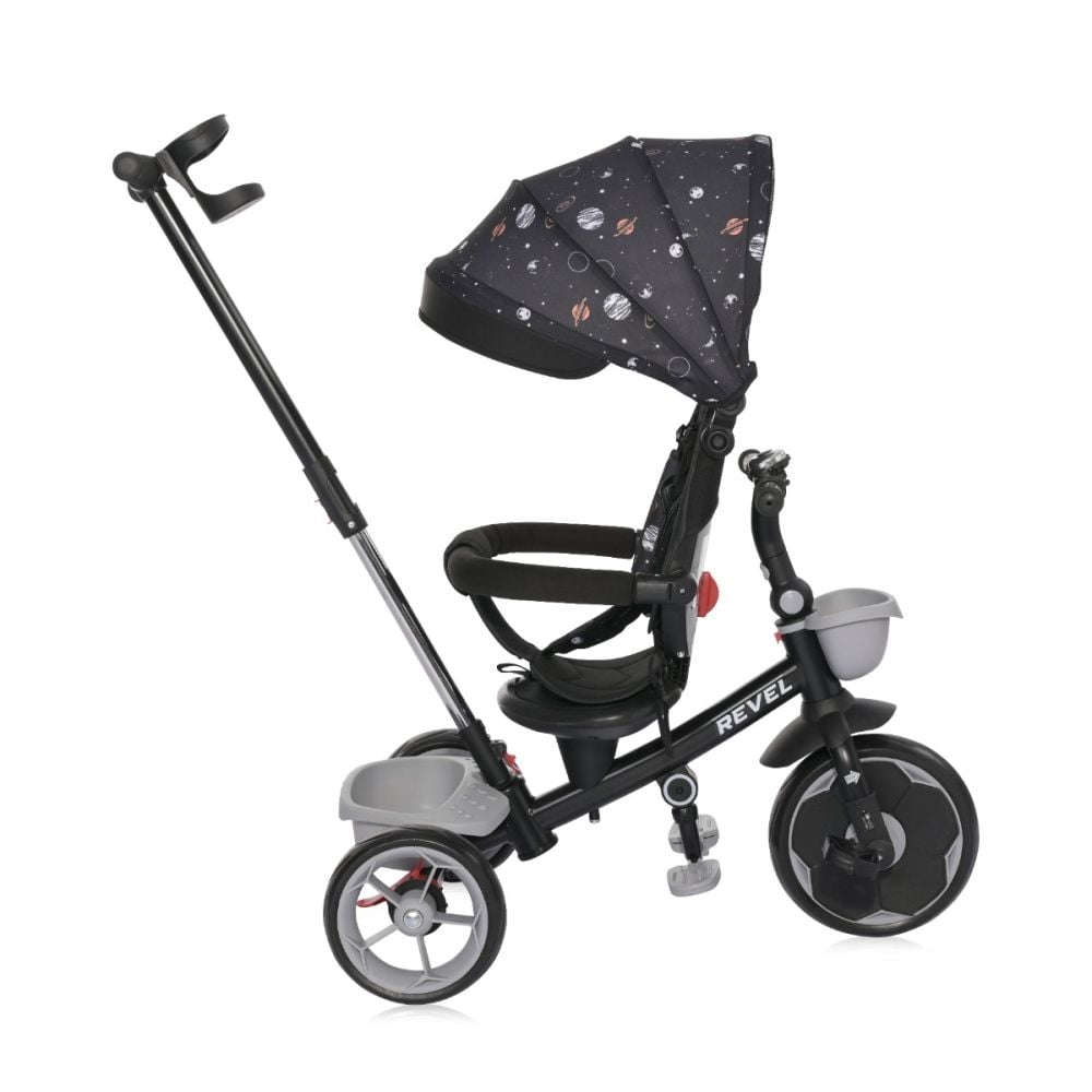 Tricicleta pentru copii cu sezut rotativ la 360 grade, Lorelli Revel, 1-5 ani, Black Cosmos