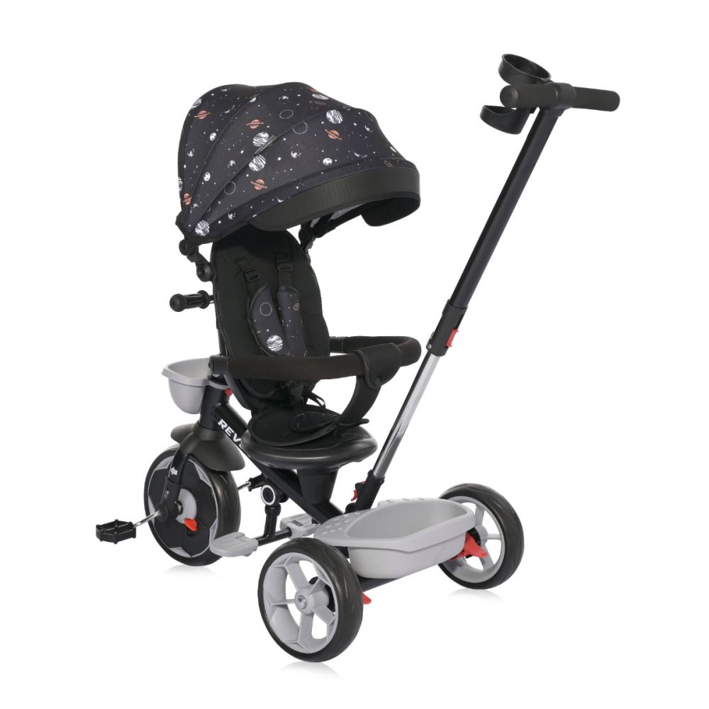 Tricicleta pentru copii cu sezut rotativ la 360 grade, Lorelli Revel, 1-5 ani, Black Cosmos