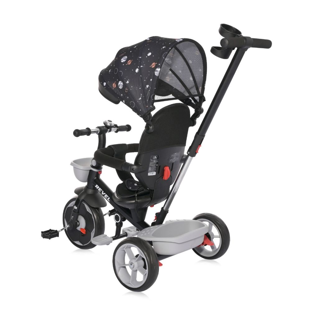 Tricicleta pentru copii cu sezut rotativ la 360 grade, Lorelli Revel, 1-5 ani, Black Cosmos