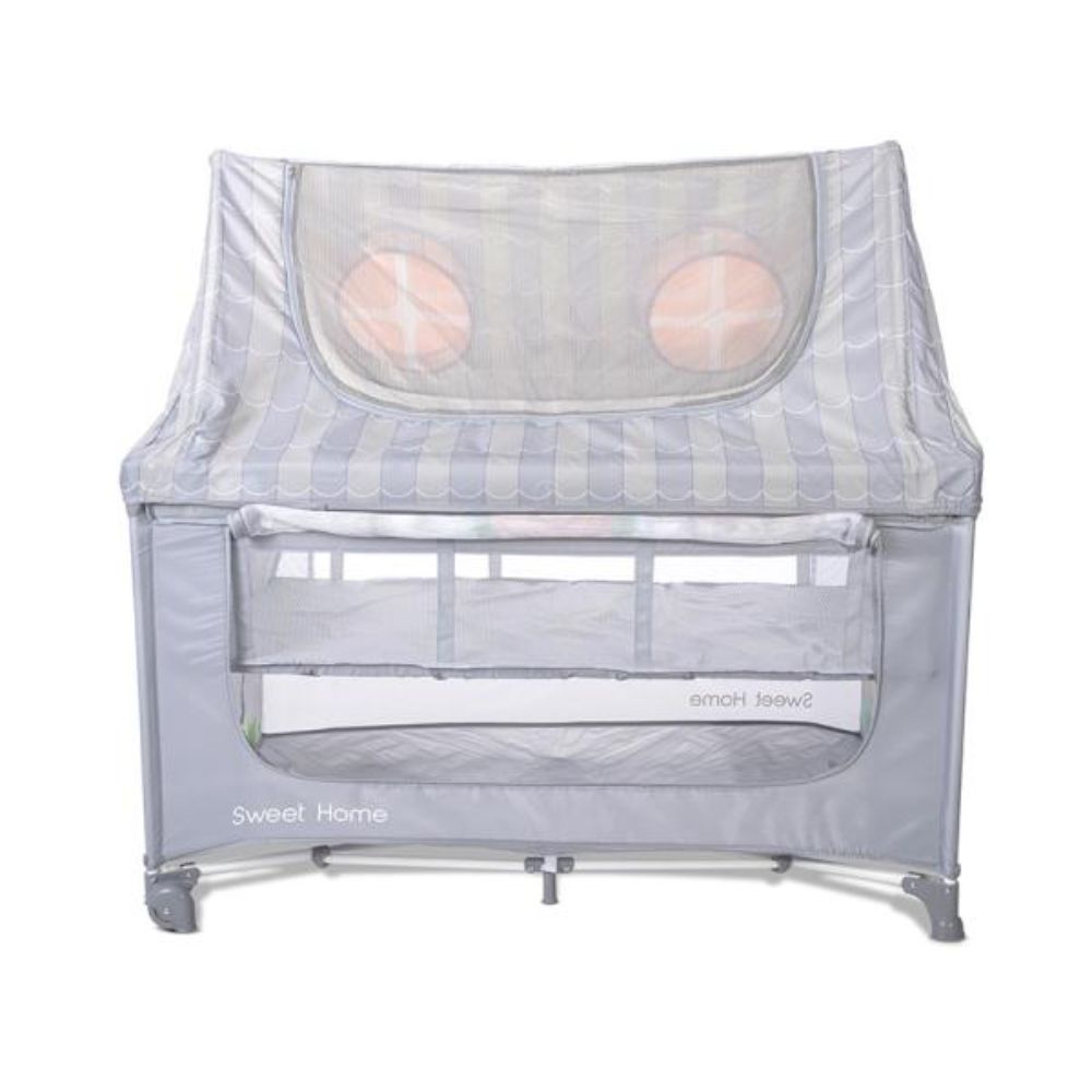 Patut pliabil, Lorelli Sweet Home, 2 nivele, acoperis detasabil cu plasa de insecte, Grey