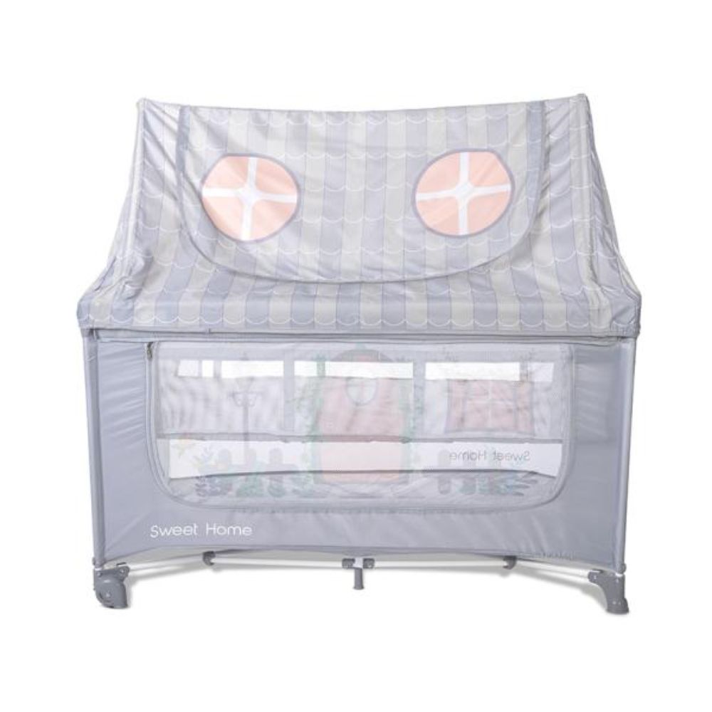 Patut pliabil, Lorelli Sweet Home, 2 nivele, acoperis detasabil cu plasa de insecte, Grey