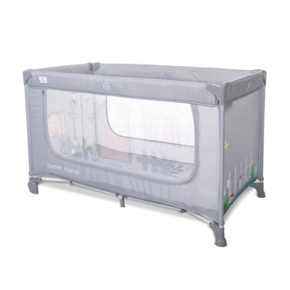 Patut pliabil, Lorelli Sweet Home, 2 nivele, acoperis detasabil cu plasa de insecte, Grey