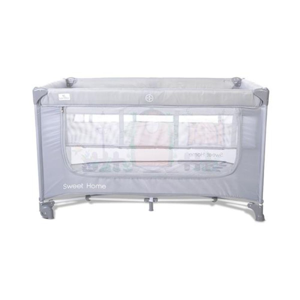 Patut pliabil, Lorelli Sweet Home, 2 nivele, acoperis detasabil cu plasa de insecte, Grey