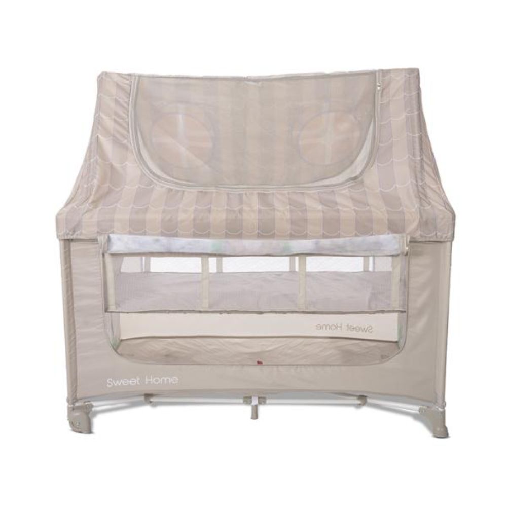 Patut pliabil, Lorelli Sweet Home, 2 nivele, acoperis detasabil cu plasa de insecte, Beige
