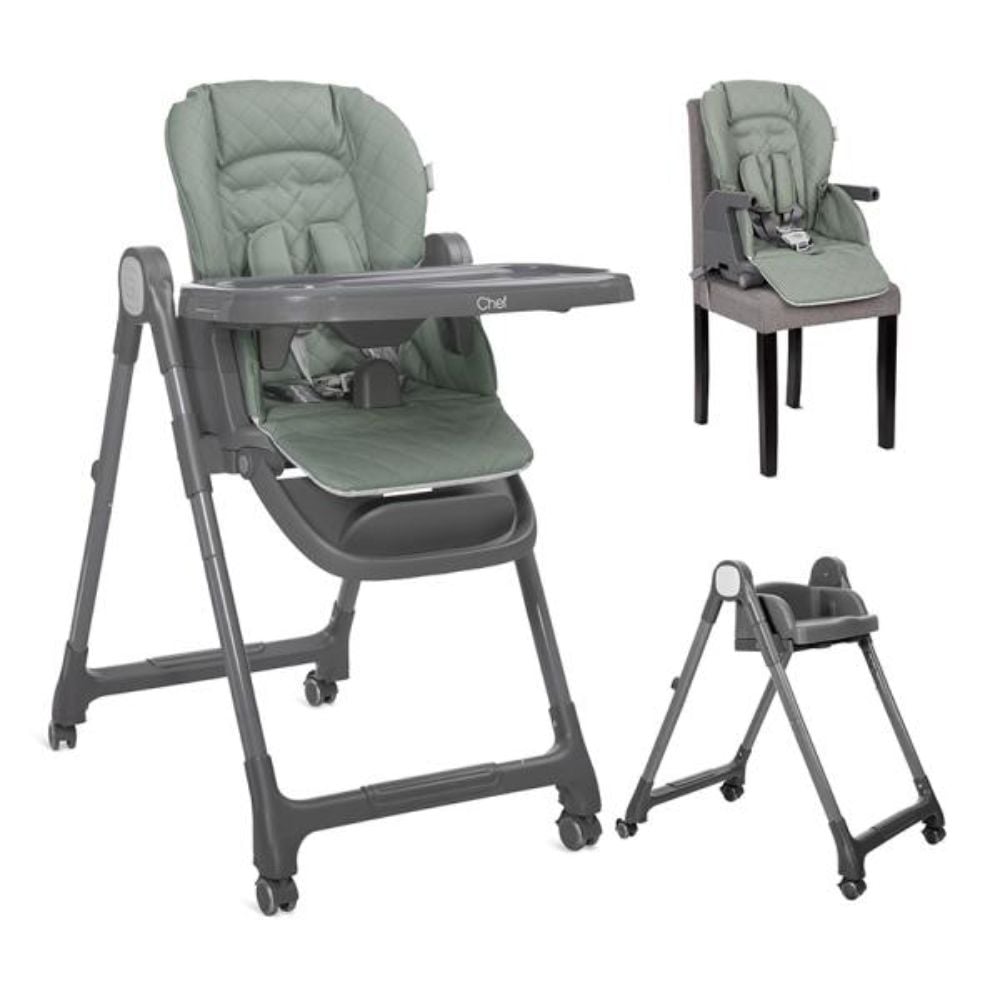 Scaun de masa inalt, 3 in 1, Lorelli Chef, reglabil mutiple pozitii, Green Leather