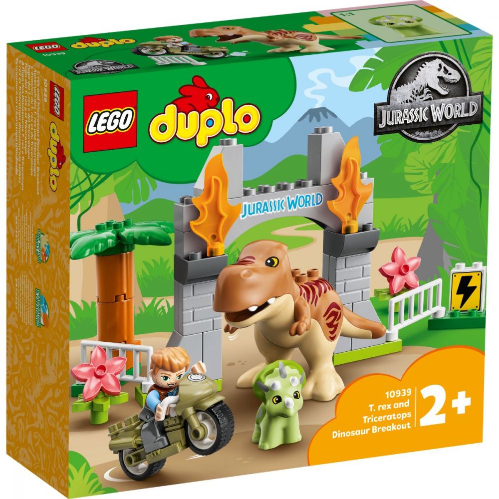 LEGO® Duplo - Evadarea dinozaurilor T. Rex si Tricerato (10939)