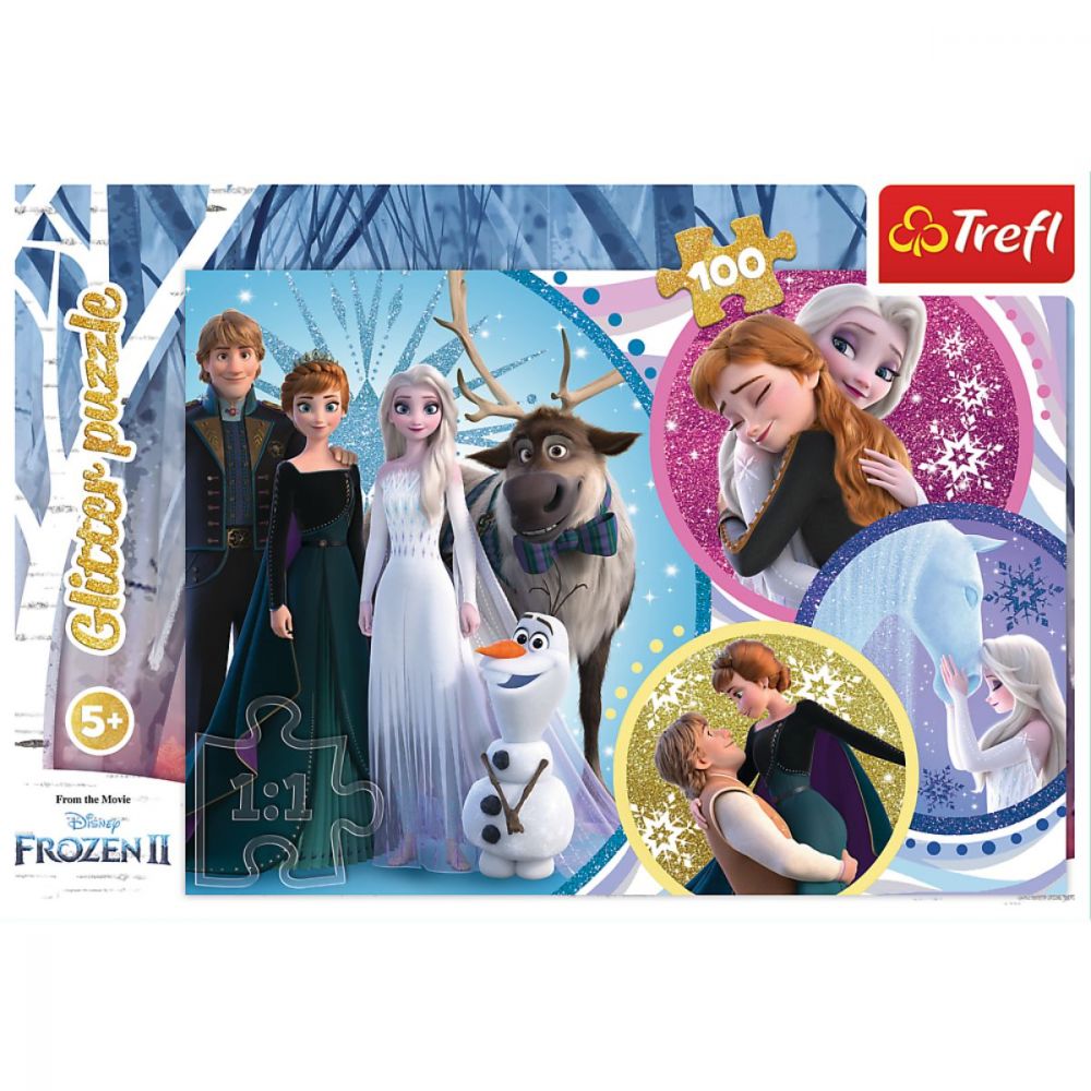 Puzzle 100 piese, Trefl, Glitter in stralucirea iubirii, Disney Frozen 2