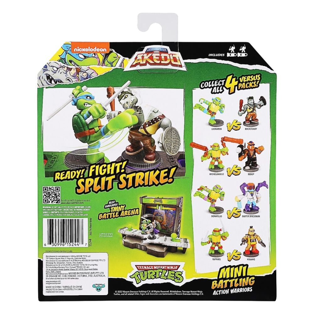 Set 2 figurine Testoasele Ninja, Akedo, Leonardo Vs Rocksteady, S1