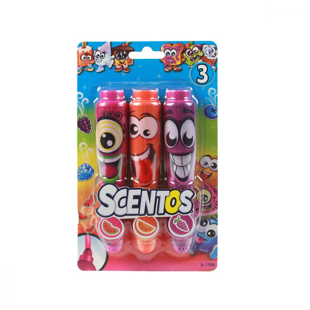 Set 3 markere parfumate Scentos - roz, portocaliu, mov