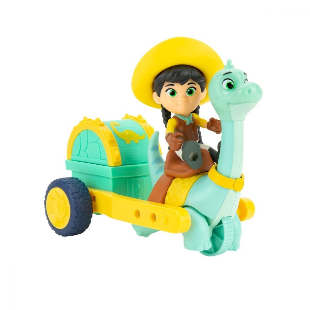 Set figurina cu dinozaur, Dino Ranch, Clover si Min, Feature Vehicle, DNR0011