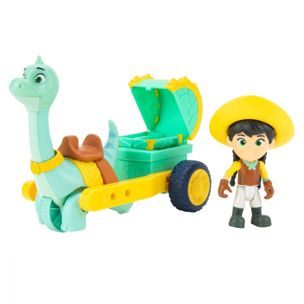 Set figurina cu dinozaur, Dino Ranch, Clover si Min, Feature Vehicle, DNR0011
