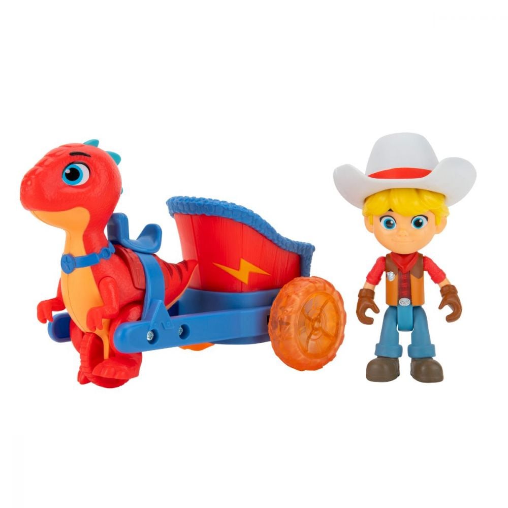 Set figurina cu dinozaur, Dino Ranch, Blitz si Chariot, Feature Vehicle, DNR0010