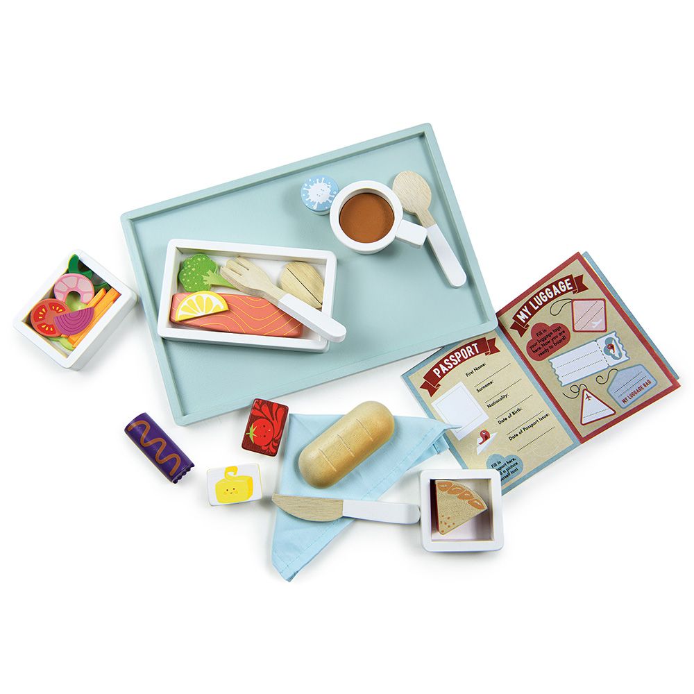 Tava cu meniu de avion, din lemn premium, Tender Leaf Toys