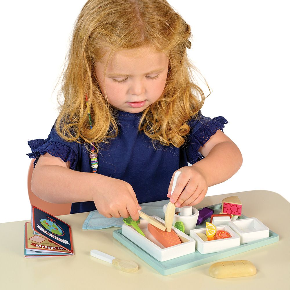 Tava cu meniu de avion, din lemn premium, Tender Leaf Toys