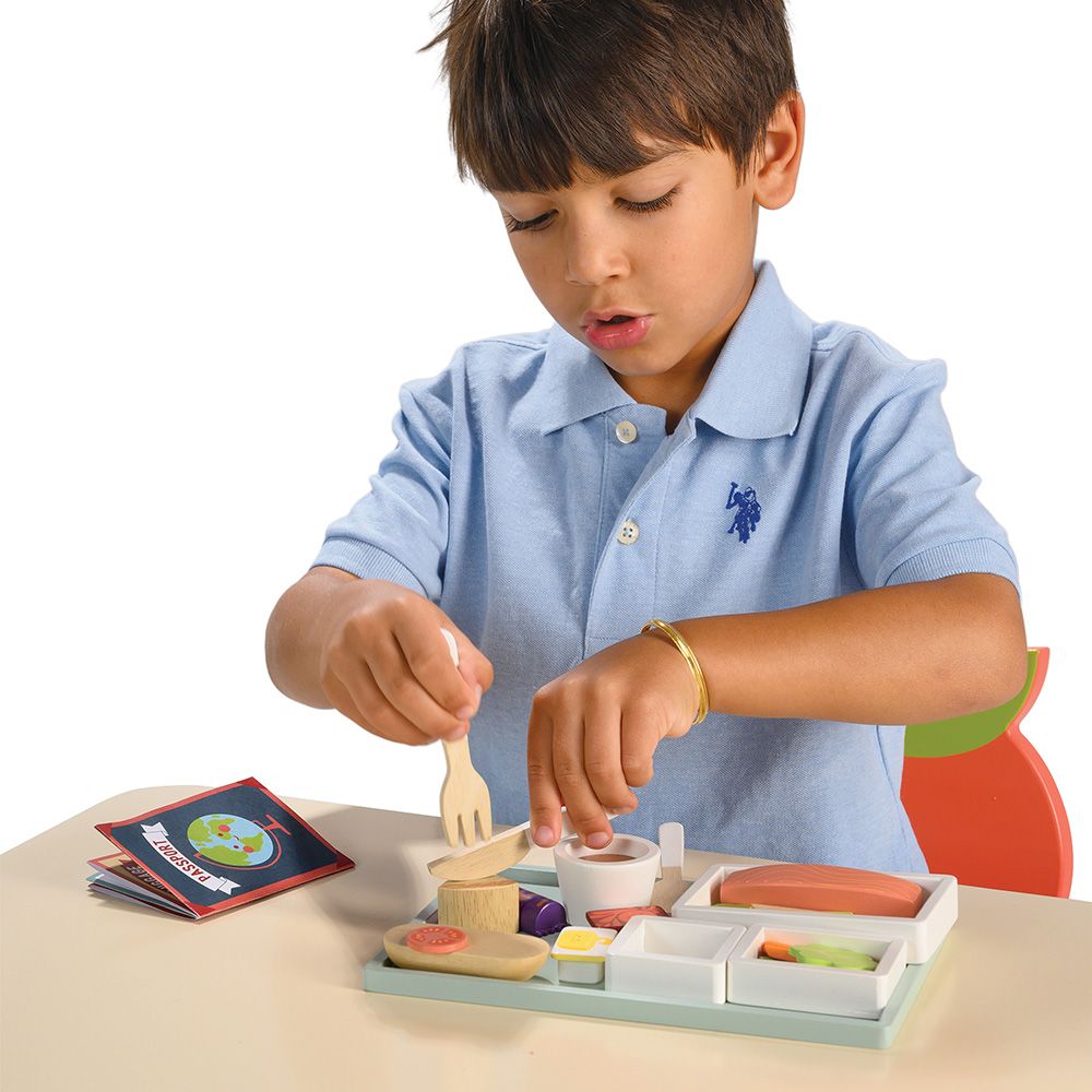 Tava cu meniu de avion, din lemn premium, Tender Leaf Toys