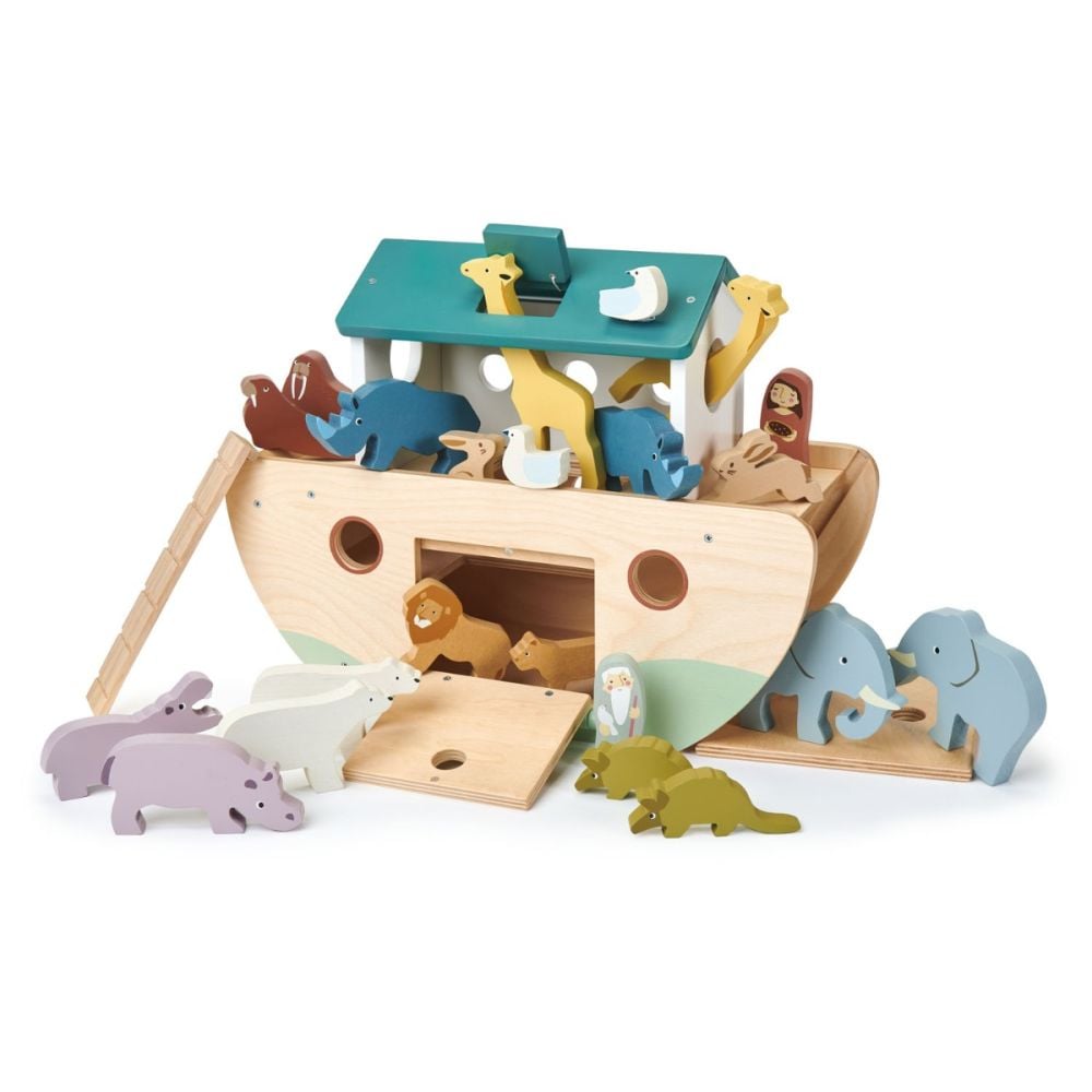 Arca lui Noe din lemn, Tender Leaf Toys, 25 piese